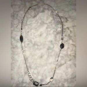 Vintage styled black white and grey stackable necklace